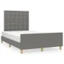 Bed frame with headboard dark gray fabric 120x190 cm by vidaXL, Beds and slatted bases - Ref: Foro24-3270542, Price: 169,93 €...