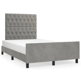 Bettgestell mit hellgrauem Samtkopfteil 120x190 cm von vidaXL, Betten und Lattenroste - Ref: Foro24-3270596, Preis: 190,97 €,...