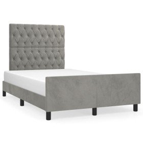 Estructura cama con cabecero terciopelo gris claro 120x190 cm de vidaXL, Camas y somieres - Ref: Foro24-3270596, Precio: 194,...