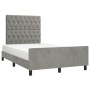 Estructura cama con cabecero terciopelo gris claro 120x190 cm de vidaXL, Camas y somieres - Ref: Foro24-3270596, Precio: 193,...