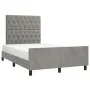 Estructura cama con cabecero terciopelo gris claro 120x190 cm de vidaXL, Camas y somieres - Ref: Foro24-3270596, Precio: 191,...