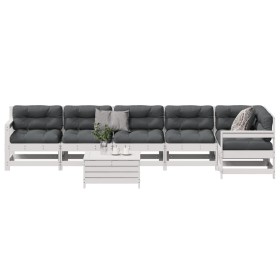 Set muebles jardín 7 pzas con cojines madera maciza pino blanco by vidaXL, Garden sets - Ref: Foro24-3250893, Price: 603,00 €...
