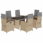 Set comedor de jardín 7 pzas con cojines ratán sintético beige by vidaXL, Garden sets - Ref: Foro24-3212496, Price: 945,05 €,...