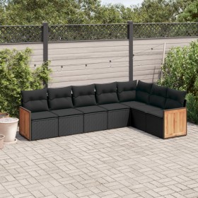 Garten-Essgruppe 7-teilig mit schwarzen Polstern aus synthetischem Rattan. von vidaXL, Gartensets - Ref: Foro24-3227707, Prei...