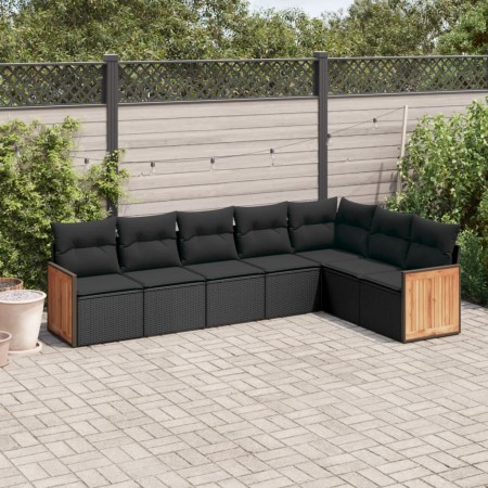 Set de comedor de jardín 7 pzas y cojines ratán sintético negro by vidaXL, Garden sets - Ref: Foro24-3227707, Price: 451,17 €...