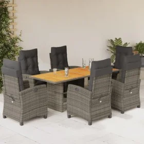 Set comedor jardín 7 pzas y cojines ratán sintético gris by vidaXL, Garden sets - Ref: Foro24-3212710, Price: 1,00 €, Discoun...