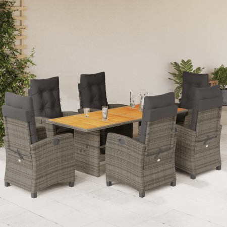 Set comedor jardín 7 pzas y cojines ratán sintético gris by vidaXL, Garden sets - Ref: Foro24-3212710, Price: 914,74 €, Disco...