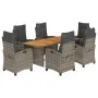 Garten-Essgruppe, 7-teilig, mit grauen Polstern aus synthetischem Rattan. von vidaXL, Gartensets - Ref: Foro24-3212710, Preis...