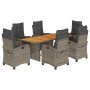 Set comedor jardín 7 pzas y cojines ratán sintético gris by vidaXL, Garden sets - Ref: Foro24-3212710, Price: 914,74 €, Disco...