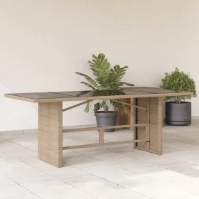 Gartentisch mit Glasoberfläche, PE-Rattan in Beige, 190x80x74 cm. von vidaXL, Gartentische - Ref: Foro24-365307, Preis: 185,2...