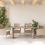 Mesa de jardín superficie de vidrio ratán PE beige 190x80x74 cm de vidaXL, Mesas de jardín - Ref: Foro24-365307, Precio: 181,...