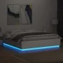 White engineered wood bed frame and LED lights 200x200 cm by vidaXL, Beds and slatted bases - Ref: Foro24-3209583, Price: 190...