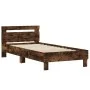 Smoked oak engineered wood bed with headboard 100x200 cm by vidaXL, Beds and slatted bases - Ref: Foro24-838530, Price: 77,45...