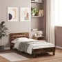 Cama con cabecero madera de ingeniería roble ahumado 100x200 cm de vidaXL, Camas y somieres - Ref: Foro24-838530, Precio: 78,...