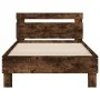 Smoked oak engineered wood bed with headboard 100x200 cm by vidaXL, Beds and slatted bases - Ref: Foro24-838530, Price: 77,45...