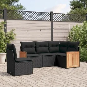 Gartenmöbel-Set 5-teilig mit schwarzen Polstern aus synthetischem Rattan von vidaXL, Gartensets - Ref: Foro24-3260053, Preis:...