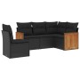 Gartenmöbel-Set 5-teilig mit schwarzen Polstern aus synthetischem Rattan von vidaXL, Gartensets - Ref: Foro24-3260053, Preis:...