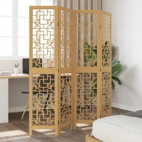 Biombo separador de 4 paneles madera maciza paulownia marrón by vidaXL, Room dividers - Ref: Foro24-358866, Price: 87,79 €, D...