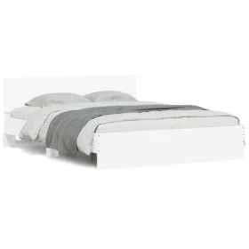 Bed frame with headboard and white LED lights 150x200 cm by vidaXL, Beds and slatted bases - Ref: Foro24-3207602, Price: 162,...