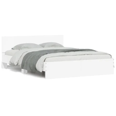 Bed frame with headboard and white LED lights 150x200 cm by vidaXL, Beds and slatted bases - Ref: Foro24-3207602, Price: 162,...