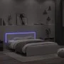 Bed frame with headboard and white LED lights 150x200 cm by vidaXL, Beds and slatted bases - Ref: Foro24-3207602, Price: 162,...