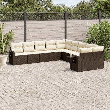 Set de sofás de jardín 10 pzas y cojines ratán sintético marrón by vidaXL, Garden sets - Ref: Foro24-3253050, Price: 641,87 €...