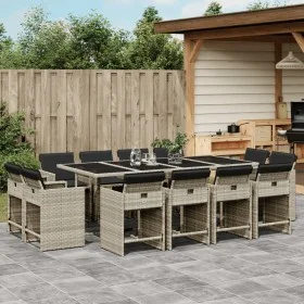 Set comedor jardín y cojines 13 pzas ratán sintético gris claro by vidaXL, Garden sets - Ref: Foro24-3211223, Price: 884,45 €...