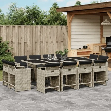 Set comedor jardín y cojines 13 pzas ratán sintético gris claro by vidaXL, Garden sets - Ref: Foro24-3211223, Price: 884,45 €...