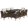 Set comedor para jardín 9 pzas y cojines ratán sintético marrón by vidaXL, Garden sets - Ref: Foro24-3211883, Price: 992,84 €...