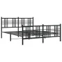 Black metal headboard and footboard bed frame 150x200 cm by vidaXL, Beds and slatted bases - Ref: Foro24-376344, Price: 131,6...