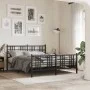 Black metal headboard and footboard bed frame 150x200 cm by vidaXL, Beds and slatted bases - Ref: Foro24-376344, Price: 131,6...