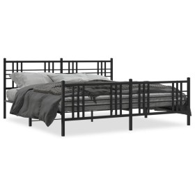 Estructura de cama cabecero y estribo metal negro 180x200 cm