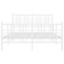 Bettgestell aus Metall mit Kopfteil und weißem Fußteil 140x200 cm von vidaXL, Betten und Lattenroste - Ref: Foro24-376392, Pr...