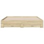 Sonoma oak engineered wood bed with drawers 200x200 cm by vidaXL, Beds and slatted bases - Ref: Foro24-3280358, Price: 207,03...