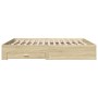Sonoma oak engineered wood bed with drawers 200x200 cm by vidaXL, Beds and slatted bases - Ref: Foro24-3280358, Price: 207,03...