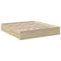 Sonoma oak engineered wood bed with drawers 200x200 cm by vidaXL, Beds and slatted bases - Ref: Foro24-3280358, Price: 207,03...