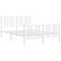 Bed frame with headboard and white metal footboard 137x190 cm by vidaXL, Beds and slatted bases - Ref: Foro24-376390, Price: ...