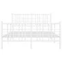 Bed frame with headboard and white metal footboard 137x190 cm by vidaXL, Beds and slatted bases - Ref: Foro24-376390, Price: ...