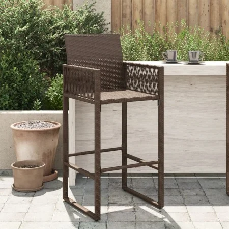 Taburetes altos de jardín 2 unidades ratán sintético marrón by vidaXL, Garden chairs - Ref: Foro24-368703, Price: 144,23 €, D...