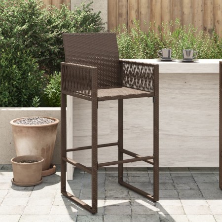 Taburetes altos de jardín 2 unidades ratán sintético marrón by vidaXL, Garden chairs - Ref: Foro24-368703, Price: 141,36 €, D...