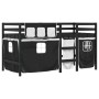 Cama alta niños con cortinas madera pino blanco negro 80x200 cm de vidaXL, Camas y somieres - Ref: Foro24-3283814, Precio: 18...