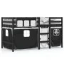 Cama alta niños con cortinas madera pino blanco negro 90x200 cm de vidaXL, Camas y somieres - Ref: Foro24-3283823, Precio: 19...