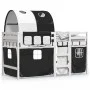 Cama alta niños con túnel madera pino blanco negro 90x190 cm de vidaXL, Camas y somieres - Ref: Foro24-3283856, Precio: 223,5...