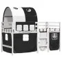 Cama alta niños con túnel madera pino blanco negro 90x190 cm de vidaXL, Camas y somieres - Ref: Foro24-3283856, Precio: 223,5...