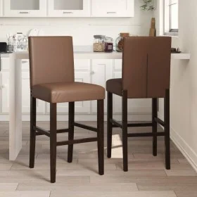 Taburetes altos 2 uds madera maciza de caucho y cuero sintético by vidaXL, Kitchen stools - Ref: Foro24-4006184, Price: 156,0...