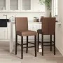 Taburetes altos 2 uds madera maciza de caucho y cuero sintético by vidaXL, Kitchen stools - Ref: Foro24-4006184, Price: 156,0...