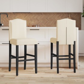 Zwei hohe Hocker aus massivem Gummibaumholz und Stoff. von vidaXL, Küchenhocker - Ref: Foro24-4006209, Preis: 112,65 €, Rabat...