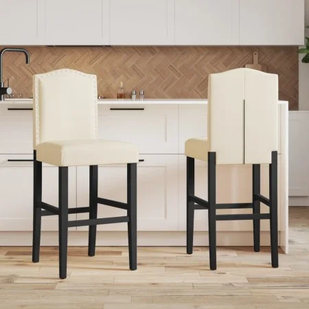 Zwei hohe Hocker aus massivem Gummibaumholz und Stoff. von vidaXL, Küchenhocker - Ref: Foro24-4006209, Preis: 112,65 €, Rabat...