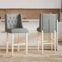 Taburetes altos 2 uds madera maciza de caucho y tela by vidaXL, Kitchen stools - Ref: Foro24-4006221, Price: 129,08 €, Discou...