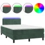 Box spring bed with mattress and LED dark green velvet 120x190cm by vidaXL, Beds and slatted bases - Ref: Foro24-3270156, Pri...